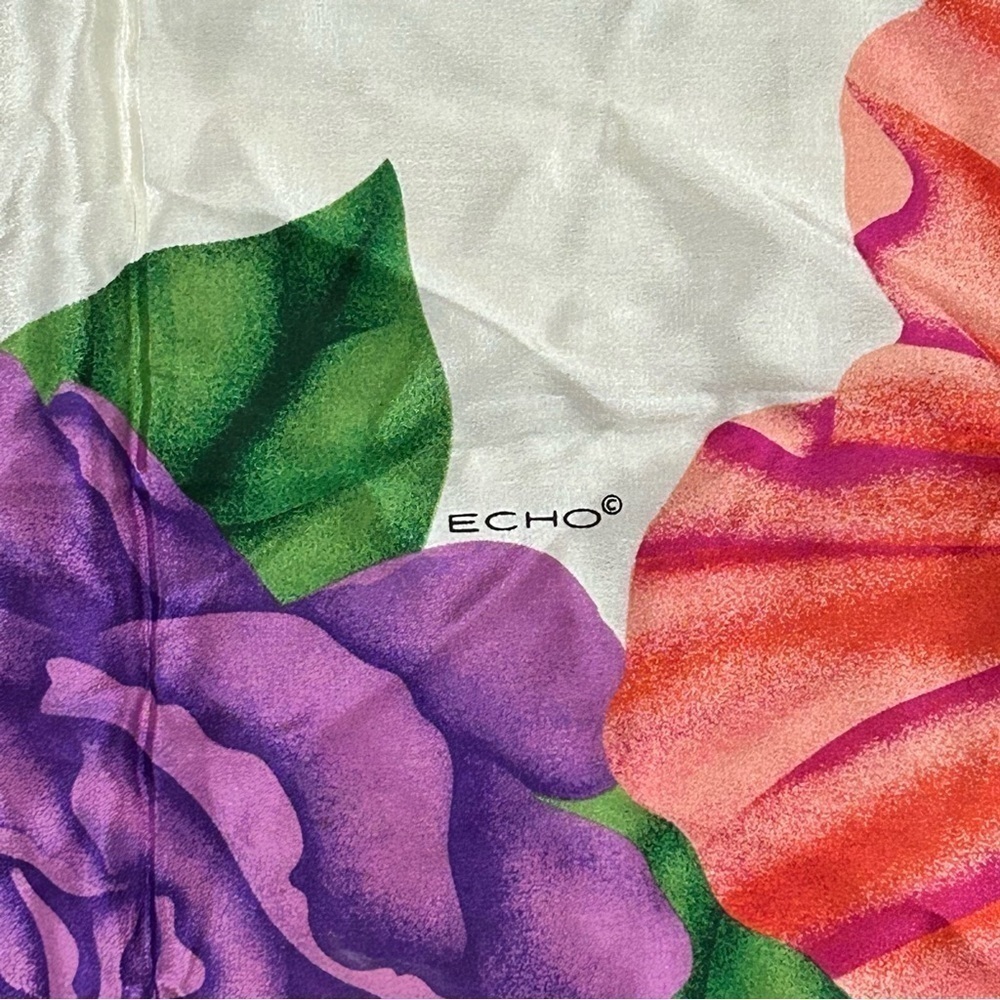 ECHO Multicolor Floral Scarf EUC - image 2